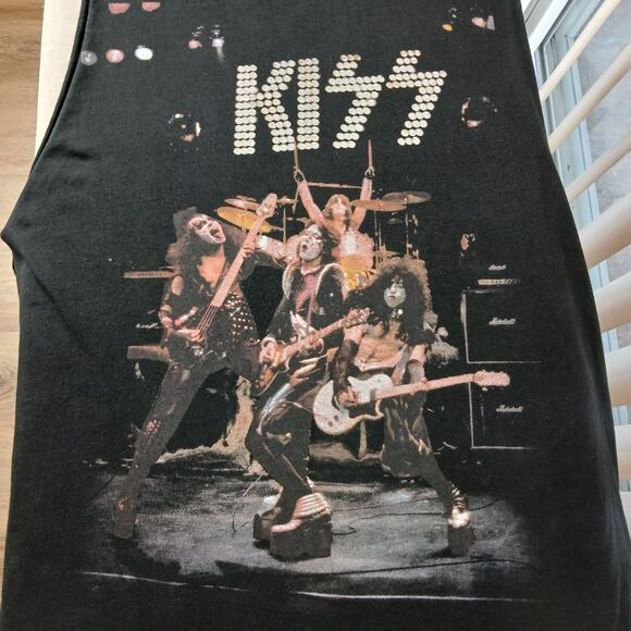 Zara Trafaluc KISS Graphic Muscle Tee M retro distressed sleeveless tank top TRF - Picture 14 of 16